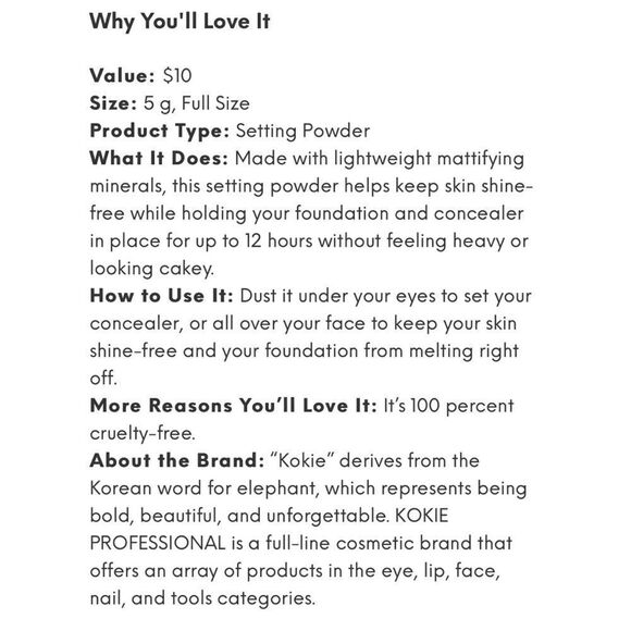 NEW … KOKIE PROFESSIONAL Translucent Loose Setting Powder - Picture 4 of 5